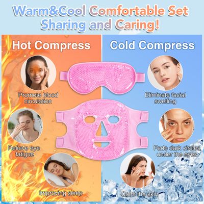 XPCARE Colding Ice Face Mask and Cooling Eye Mask for Puffy Eyes Migraine Relief Gel Eye Mask Cool Face Ice Masks for Dark Circles Eye Surgery Sleeping Pressure Headaches Skin Care(Pink)