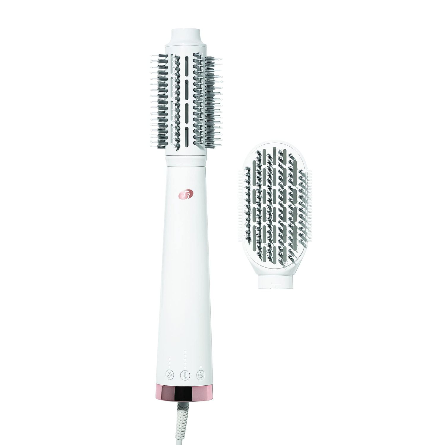 &quot;T3 AireBrush Duo Interchangeable Hot Air Blow Dry Brush with Two Attachments Includes 15 Heat and Speed Combinations, T3 IonFlow Technology, Volume Booster Switch, Lock-in Cool Shot&quot;
