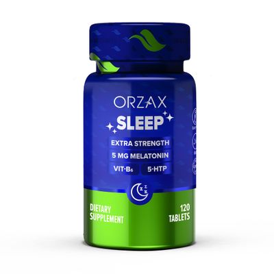 ORZAX Sleep - Melatonin 5 mg, Vitamin B6 5-HTP Supplement - Restful Sleep Vitamins for Adults (120 Tablets)