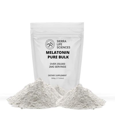 SIERRA LIFE SCIENCES Melatonin Natural Sleep Aid Bulk Powder Custom Dose 2mg - 5mg Replace Capsules (500g - 250,000 Doses)