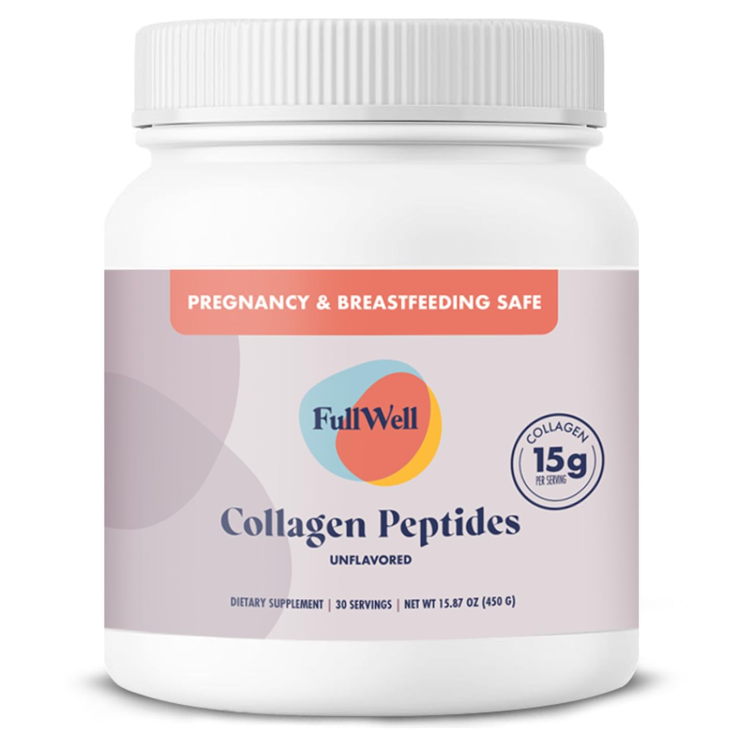 FullWell New Hydrolyzed Collagen Peptides, Breastfeeding Pregnancy Safe Grass-Fed Collagen Powder for Women, 15g Unflavored Collagen, 30 Servings