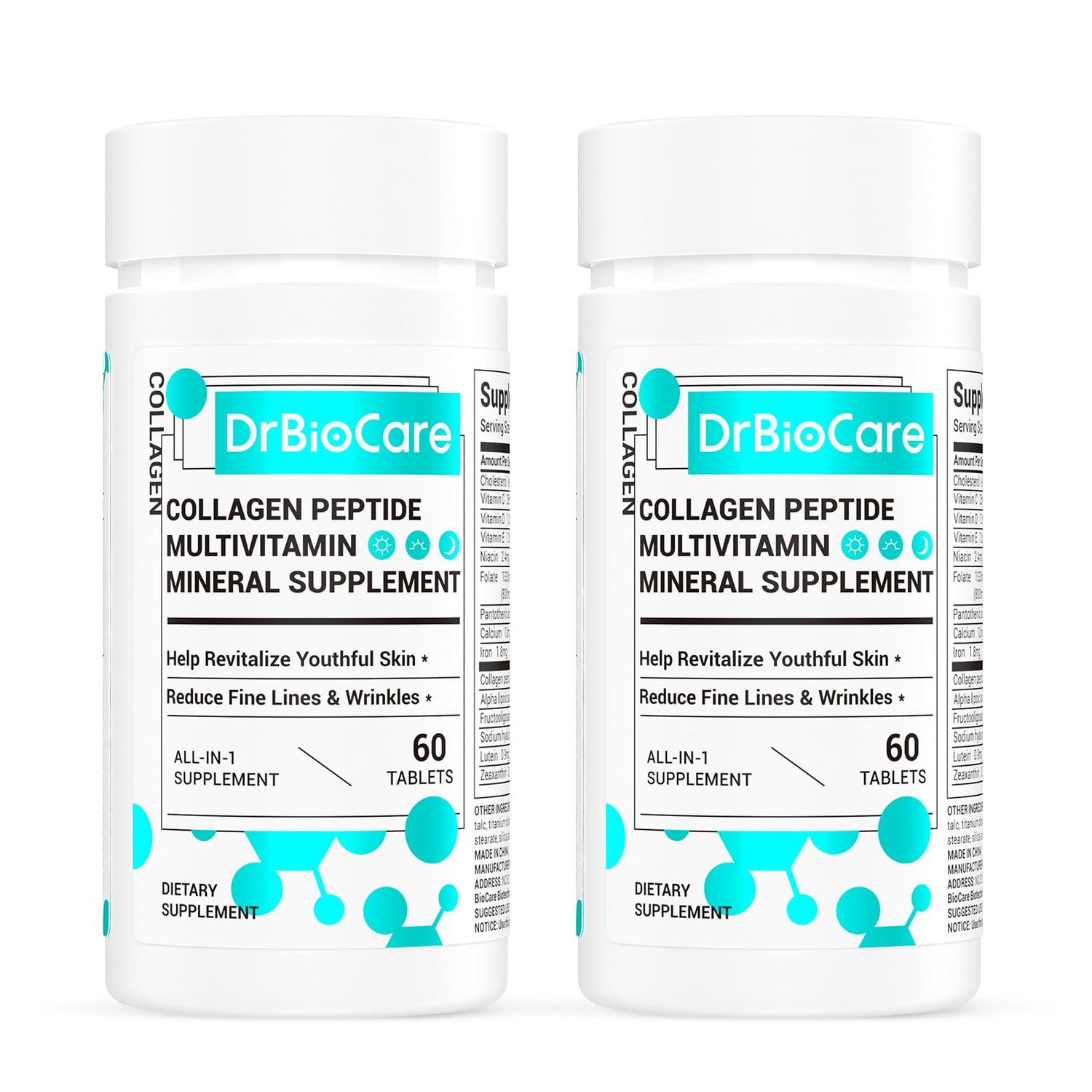 DrBioCare Collagen Peptides for Women, Beauty Vitamin Mineral Supplement,Contains Vitamin D3, Probiotics for Women Collagen Peptides,Vitamin B Complex,Vitamin E 120 Tablets
