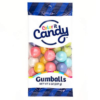 Color It Candy Shimmer Spring Mix 1 inch Gumballs 8 Ounce Peg Bag- Perfect For Table Centerpieces, Weddings, Birthdays, Candy Buffets, Party Favors.