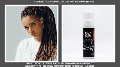 CHOISIE1 Hair Mousse for Braids, Twist, Locs - 7 oz, High Shine Style, Moisturizes, No Frizz or Fraying Hair Mousse - Infused with Tea Tree Oil, Alkaline Water, Coconut Oil, Biotin