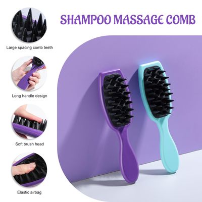 oneleaf Hair Comb - Home Use Long Handle Shampoo Brush for Scalp Massage and Deep Cleansing(Pink Gray) (BluePurple)