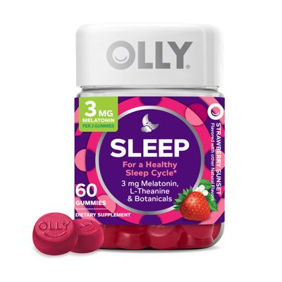 OLLY Sleep Gummy, 3 mg Melatonin, L-Theanine, Chamomile, Lemon Balm, Sleep Aid, Strawberry, 60 Count