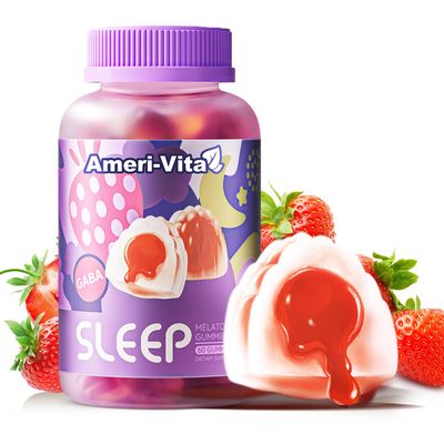 Ameri-Vita Sleep Melatonin Gummies - 1.5mg Melatonin, GABA, Magnesium for Sleep Support, Vegan, Sugar-Free, Strawberry Flavor, 60 Gummies