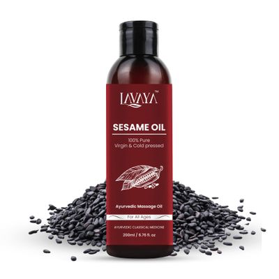 Lavaya Sesame Oil For Skin Hair - 100 Pure Cold Pressed Zero Preservatives, (Til Ka Tel) Body Massage Oil Hair Oil - 200 ml