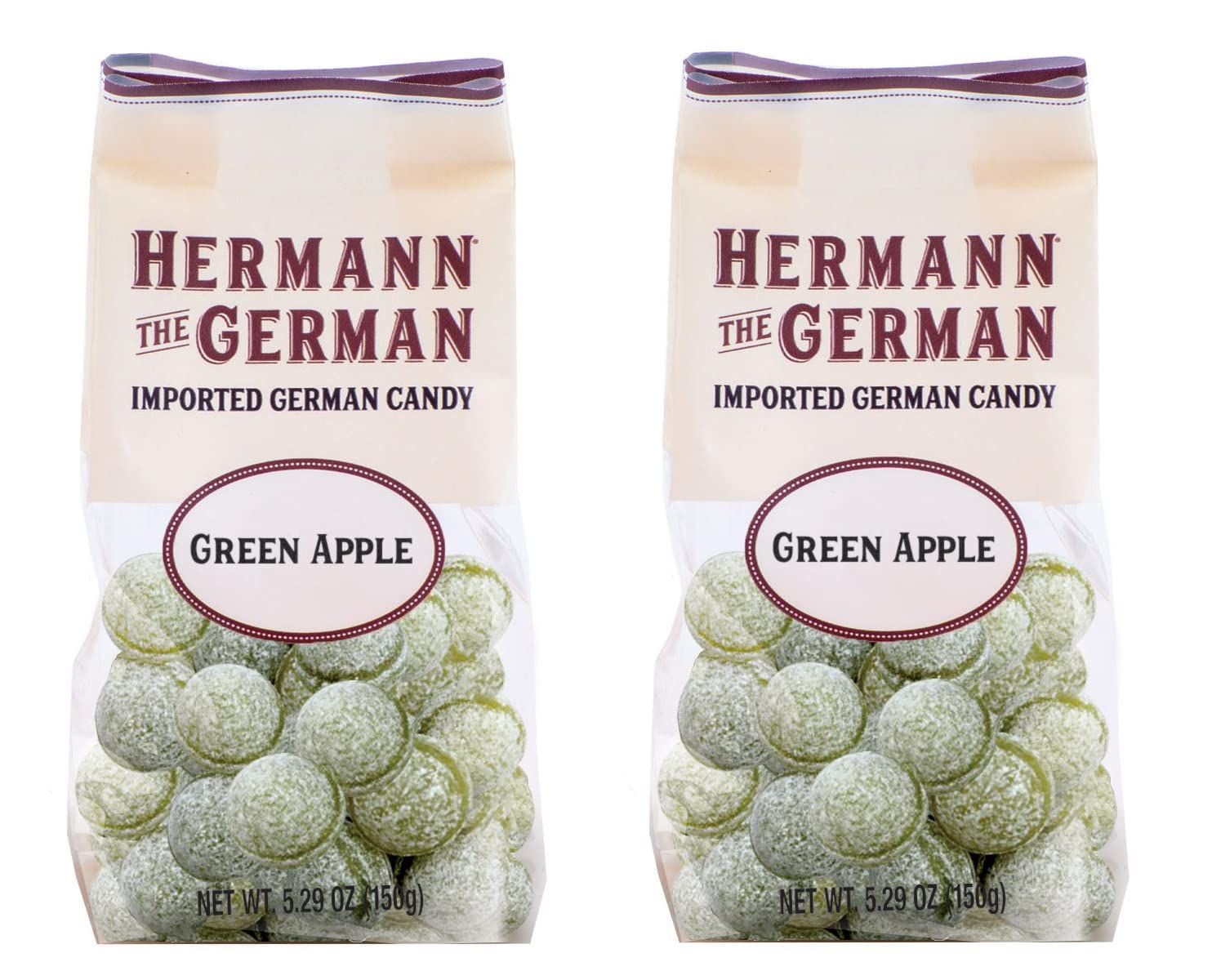 Hermann the German Hard Candy - Imported - Pack of 2 (Green Apple), 1 Count (Pack of 2)
