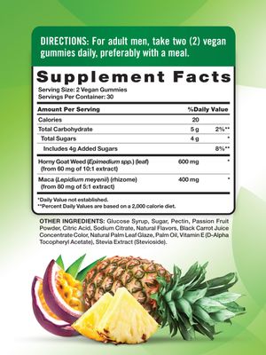 Nature's Truth Horny Goat Weed Gummies 60 Count with Maca Root Vegan, Non-GMO Gluten Free Supplement for Men Passion Punch Flavor