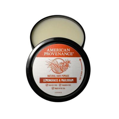 American Provenance Premium Natural Hair Pomade for Women and Men with Shea Butter, Jojoba Oil, Argan Oil - Grooming Balm that Conditions and Styles Hair Lemongrass and Marjoram 2 oz (Pack of 1)