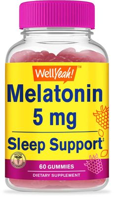 WellYeah Melatonin Gummies 5 mg - Natural Sourced Flavors - Drug-Free Gummy Supplement - Gluten Free and Gelatin Free, Vegetarian - 60 Gummies
