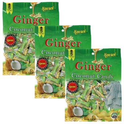 Honsei Ginger Coconut Candy 100g3.5oz Hard Candy Rich Flavor of Spicy Gingers Paired with Creamy Coconuts (3)