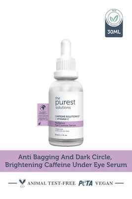 The Purest Solutions Radiance Eye Contour Serum (Caffeine Solutions 5 Vitamin C) - Bright Rested Appearance - Skin Tone Difference Reduction - Under-Eye Bag Care - Vegan Cruelty Free (1 fl. oz)