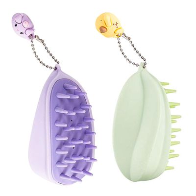 Scalp Exfoliator Brush for Dandruff Removal, Scalp Massager for Hair Growth, Wet Dry Hair Brush for Soft Silicone Scalp Care, Suitable for Men Women (2pcs GreenPurple)
