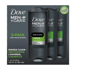 DOVE 1169195 Mens Body Wash Extra Fresh 18 oz.,(Pack of 3)