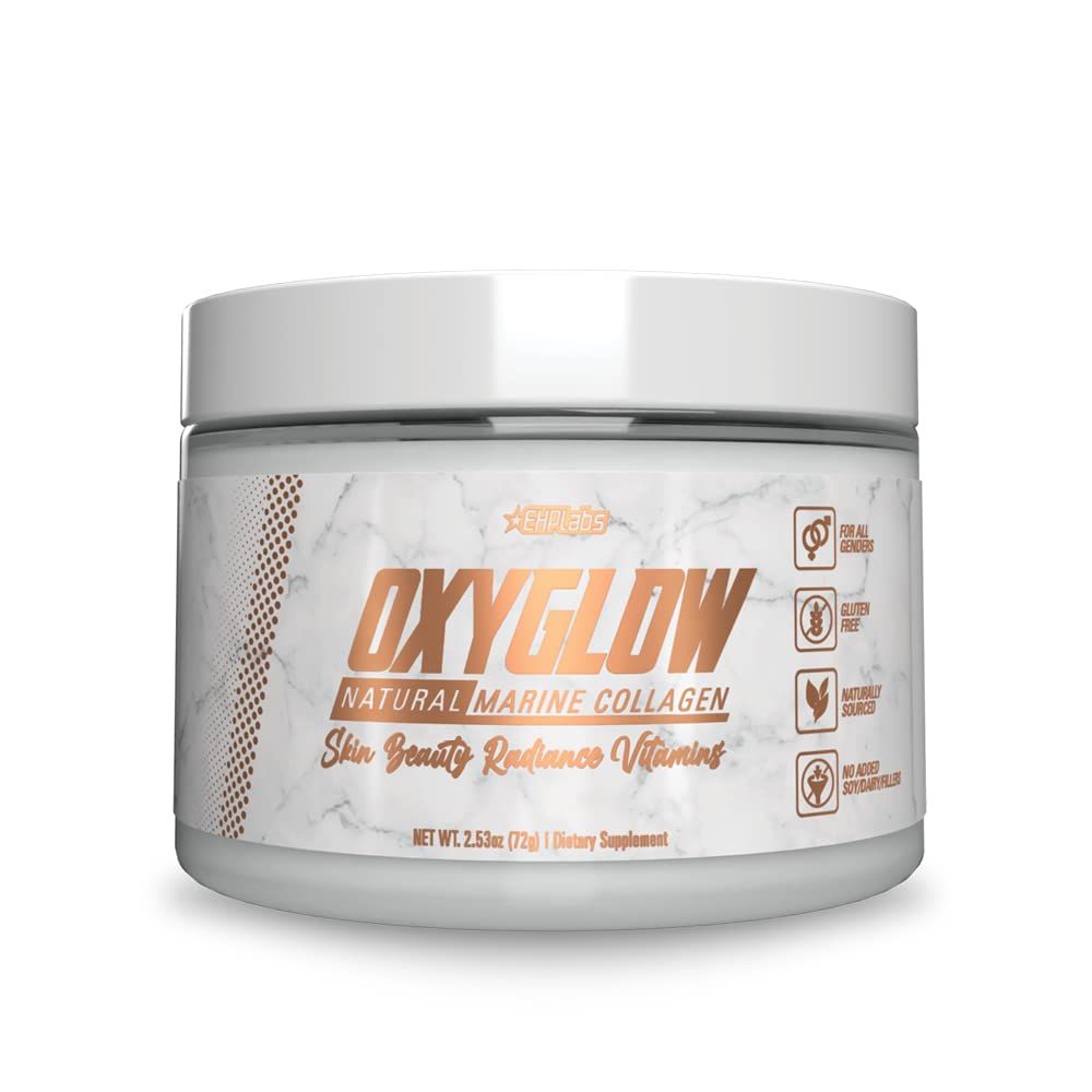 EHP Labs OxyGlow Natural Marine Collagen Powder - Hydrolyzed Marine Collagen Peptides Powder - Boosts Skin Elasticity Firmness, Accelerates Nail Growth Strengthens Hair, 30 Serves (Unflavored)