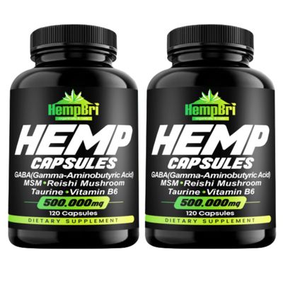 Hempbri Hemp Oil Extract Capsules for Joint Support Your Health Sleep Supplement Pill Tablets Immune Natural Seed Oils Powder (Pack of 2)
