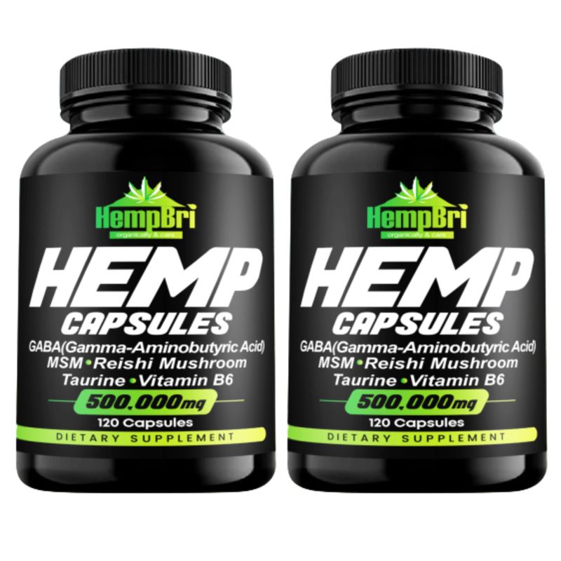 Hempbri Hemp Oil Extract Capsules for Joint Support Your Health Sleep Supplement Pill Tablets Immune Natural Seed Oils Powder (Pack of 2)