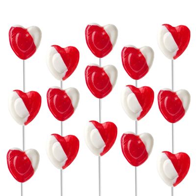 Valentines Day Lollipops Red Heart Shaped Strawberry N&#39; Cream Flavored, 24 Lollipops, Individually Wrapped