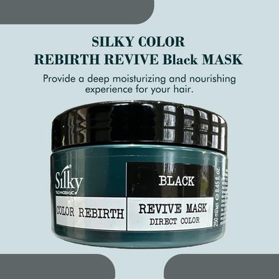 SILKY Technobasic Black Revive Mask - Color Depositing Hair Mask - Semi-Permanent Hair Color Mask with Hydrating Restoring Dry Hair - 250ml8.45oz