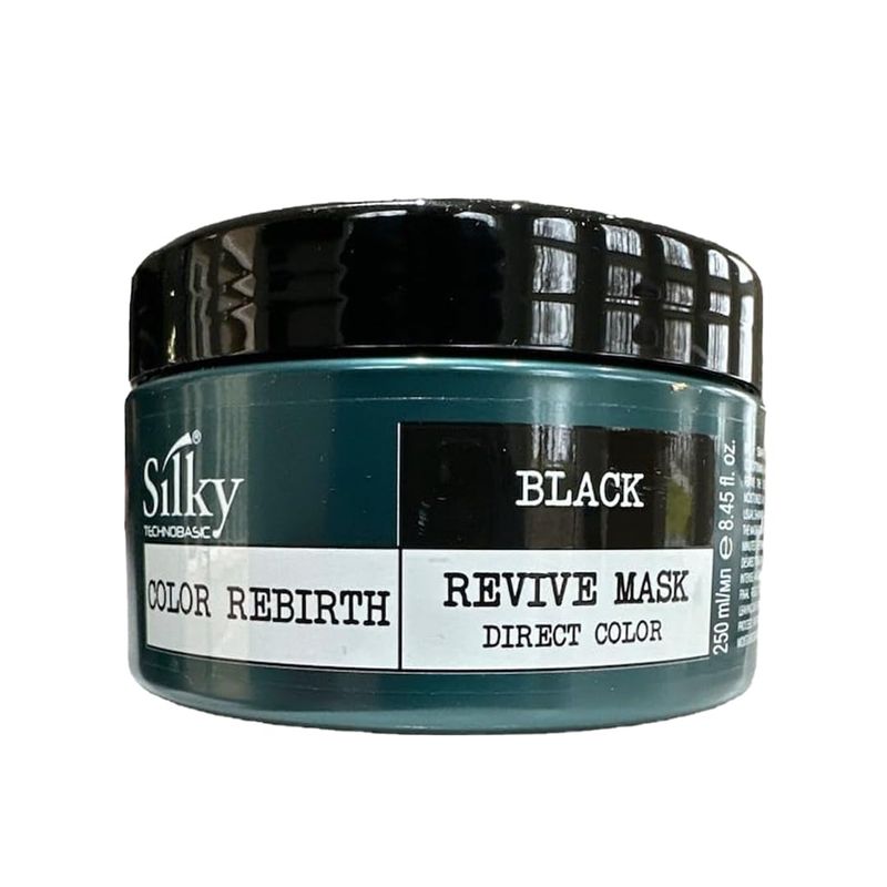 SILKY Technobasic Black Revive Mask - Color Depositing Hair Mask - Semi-Permanent Hair Color Mask with Hydrating Restoring Dry Hair - 250ml8.45oz