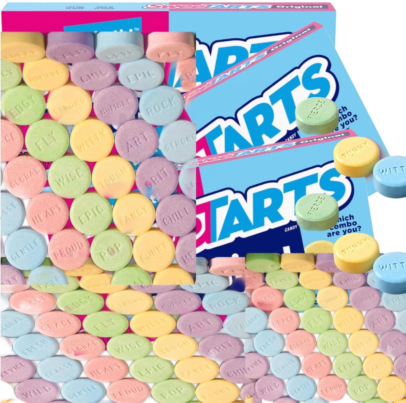 Sweet Original Candy, Assorted Flavors Blue Raspberry, Red Cherry, Purple Grape, Yellow Lemon (3 - Pack)