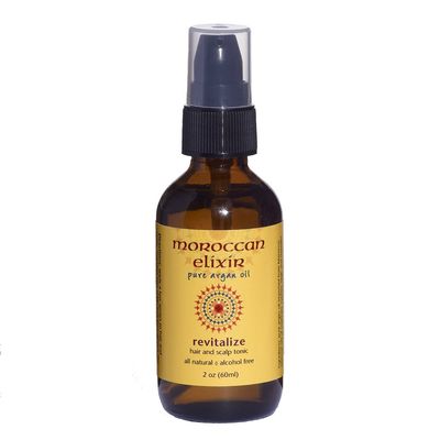 Moroccan Elixir REVITALIZE Argan Hair and Scalp Oil Protects and Promotes Growth Provides Antioxidants Minerals Vitamin E Reduces Frizz and Adds Shine, (1.7 oz)
