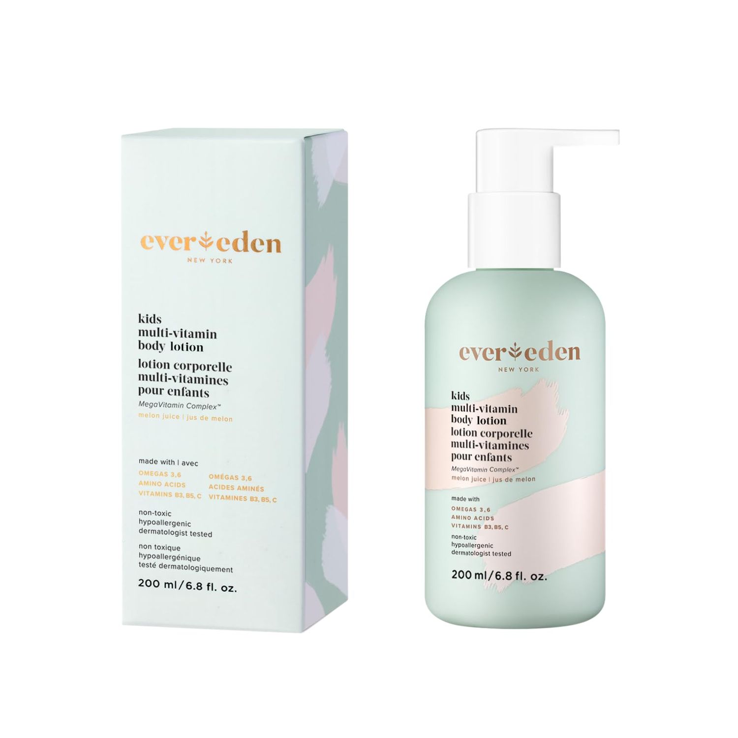 Evereden Kids Multi-Vitamin Body Lotion (6.8 fl.oz., Melon Juice): Gentle Non-Toxic Moisturizing Kids Lotion Nourishing Protective Lotion for Kids