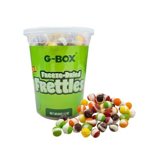 G-BOX Freeze Dried Sour Frettles, Freeze Dried Candy, TikTok Trend Items, Delightful Crunchy Fruity Flavorful Burst, Air-tight Sealed in a Deli Container (Sour - 11 OZ)