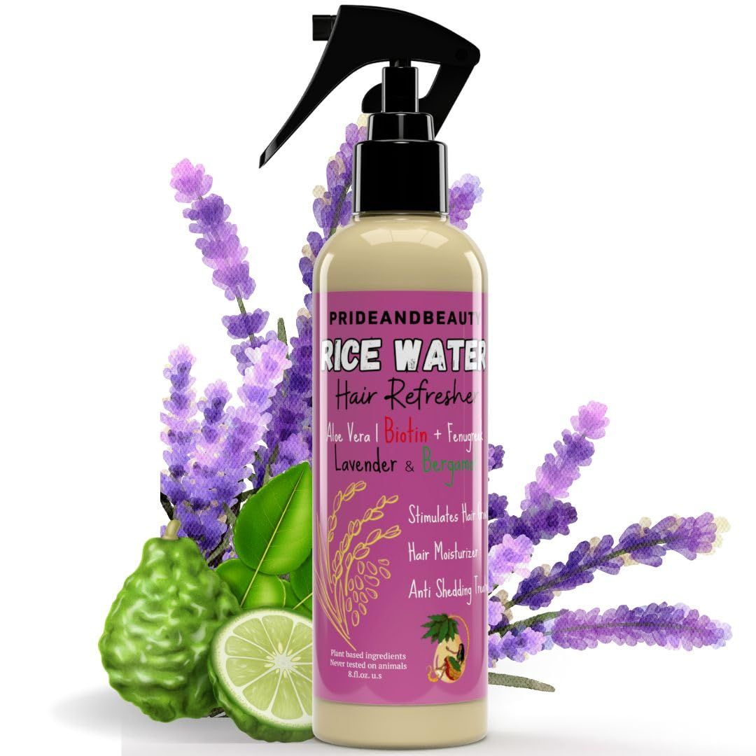 Rice Water Conditioner - Hair Scalp Treatment, Rosemary Water Spray For Hair Growth, Infused with Biotin, Vegan Non-Greasy Spray Naturally Thicker hair. (Sweet Orange Bergamot, 4 OUNCES)