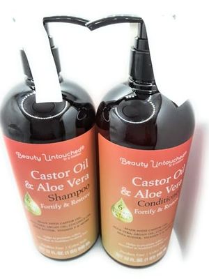 sj creations, Beauty Untouched Castor Oil Aloe Vera Hair Care Duo, Fortifying Restoring Shampoo and Conditioner Set, 64 fl oz (Castor OilAloe Vera)