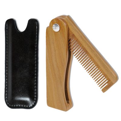 All-Natural Wooden Beard Comb with Sandalwood wCarrying Pouch for Hair, Beards, and Mustaches. Excellent for removing knots and free of pulls and static.