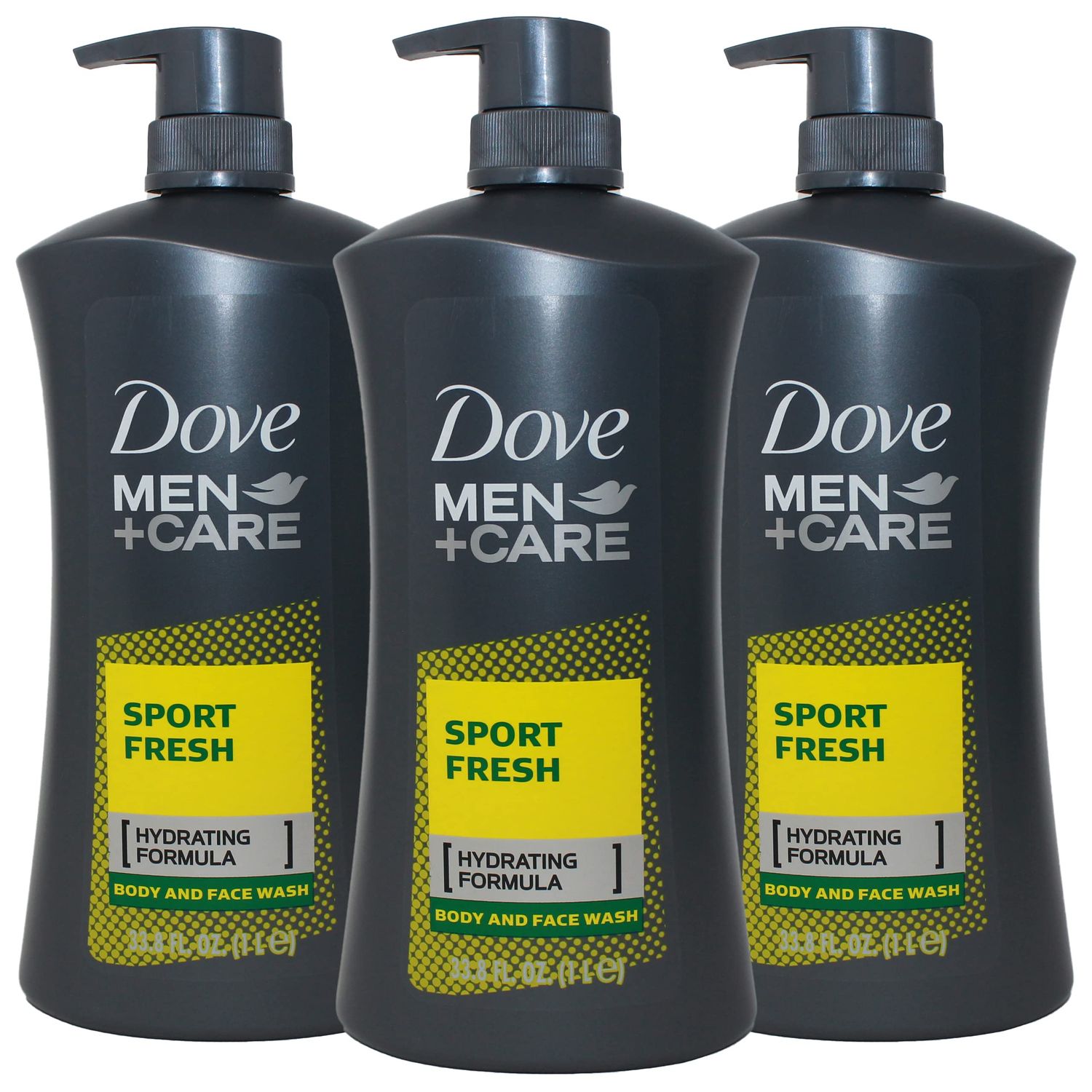 Dove MenCare Sport Fresh Body Wash for Men, Hydrating Formula, 33.8 Ounce Pump Bottle (Pack of 3)