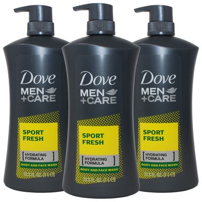 Dove MenCare Sport Fresh Body Wash for Men, Hydrating Formula, 33.8 Ounce Pump Bottle (Pack of 3)