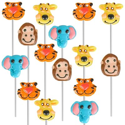 Fruidles Zoo Animal Lollipops Suckers, Fat-Free, Individually Wrapped with Sticks - (Pack of 12)