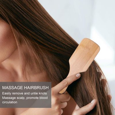 01 02 015 Bamboo Hairbrush, Hair Protective, Detangling, Straightening, For All Hair Types, Unisex, Family