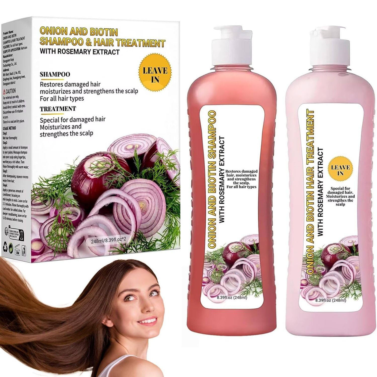 Onion Biotin and Rosemary Shampoo, Onion Rosemary Shampoo for Soft Hair Shine for Hair Growth, Hair Loss and Thinning Hair
