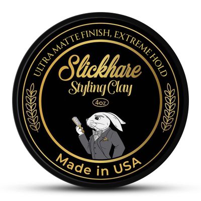 Slickhare Premium Men&#39;s Hair Paste Men&#39;s Hair Clay Strong Hold 4 oz Ultra Matte Clay Hair Product Made with Active Natural Ingredients Made in USA