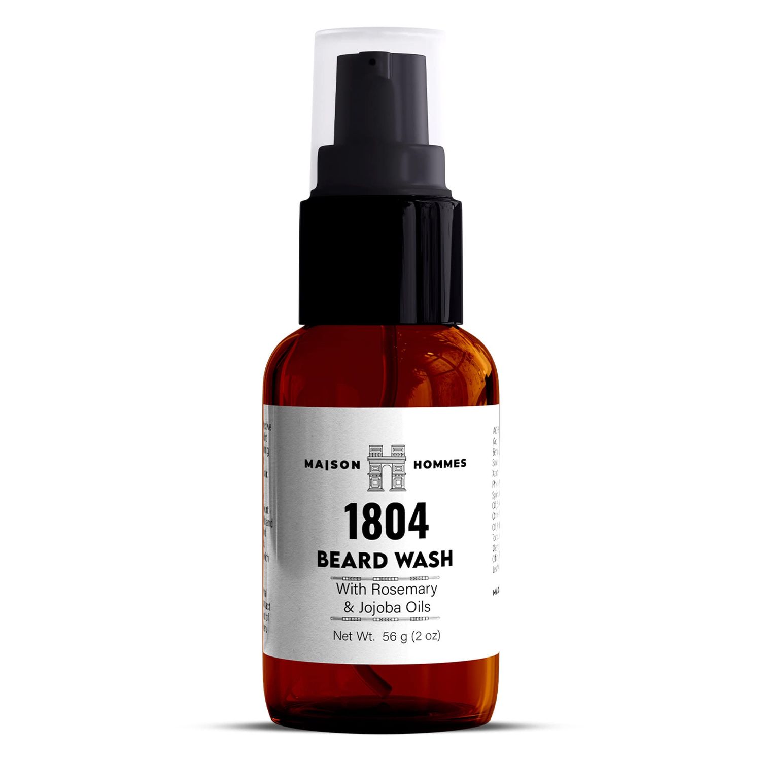 Maison Hommes Beard Wash with Organic Jojoba and Rosemary Oil - Beard Growth with Soft Natural Hair Texture - Beard Conditioner, Cleaner Moisturizer for Mustache and Bearded Grooming - Beard Care