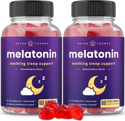 NutraChamps Melatonin Gummies for Kids Adults, Natural Sleep Aid Drug-Free, Vegan Berry Flavor Kids Melatonin Gummy Supplement, 2.5mg, 5mg or 10mg Dose, Sleeping Pills Substitute