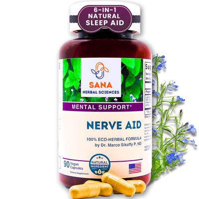 Valerian Root Natural Sleep Aid Formula for Adults with Organic Skullcap, Lobelia More - 90 Capsules - by Dr. Marco Sikaffy Sana Herbal