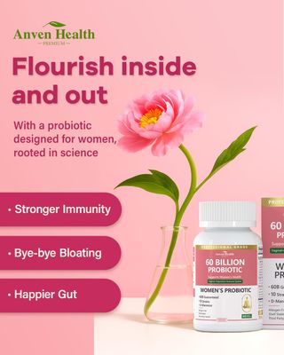 Anven Health Probiotics for Women Digestive Health - 60 Billion Vaginal Probiotic Organic Prebiotics with Cranberry D-Mannose for Gut, Urinary, Immune Health, Vegan Non-GMO 180 Capsules