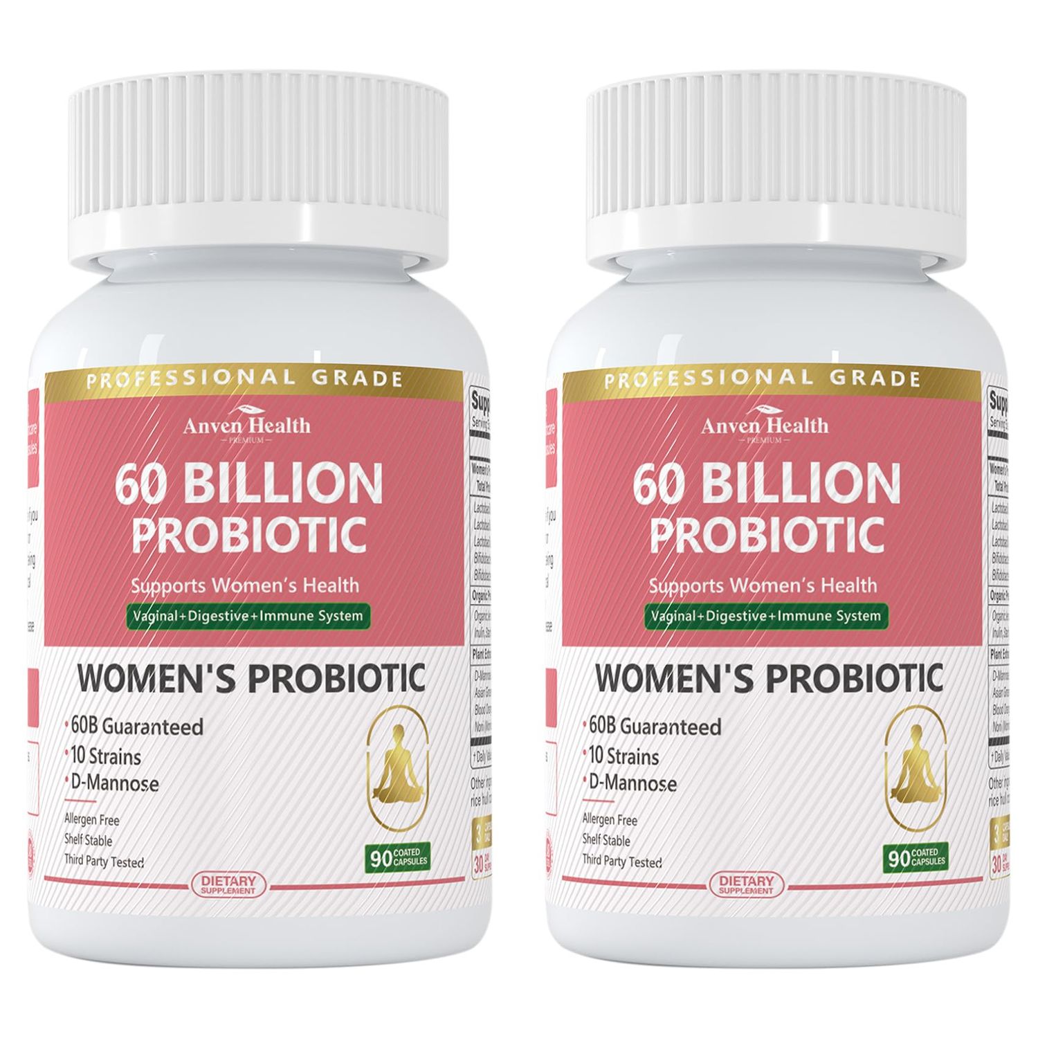 Anven Health Probiotics for Women Digestive Health - 60 Billion Vaginal Probiotic Organic Prebiotics with Cranberry D-Mannose for Gut, Urinary, Immune Health, Vegan Non-GMO 180 Capsules