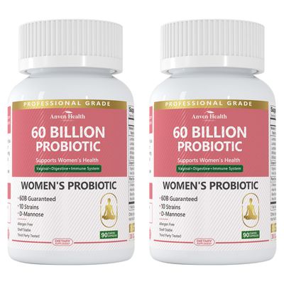 Anven Health Probiotics for Women Digestive Health - 60 Billion Vaginal Probiotic Organic Prebiotics with Cranberry D-Mannose for Gut, Urinary, Immune Health, Vegan Non-GMO 180 Capsules