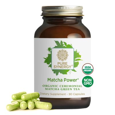 PURE SYNERGY Matcha Power Organic Matcha Green Tea Capsules Ceremonial Grade Supplement with EGCG for Enhanced Energy Alertness (90 Capsules)