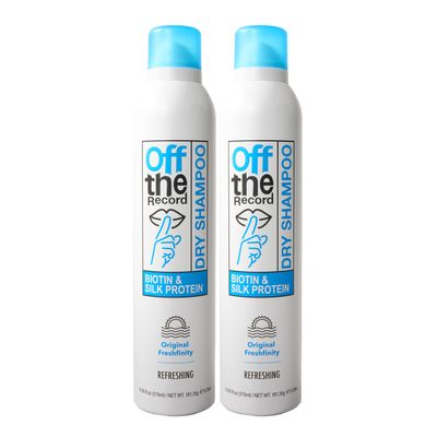 OFF THE RECORD Dry Shampoo - 2 Pack of Original Freshfinity Refreshing Formula Biotin Silk Protein for Hair Growth Scalp Health Frizz Control, Strengthens, and Adds Shine - 21.3 oz