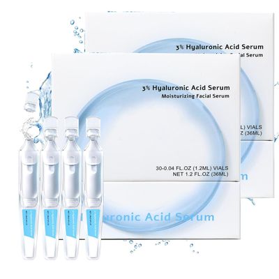 60pcs 3 Hyaluronic Acid Serum Ultra-Hydrating Vials, Glass Skin Ultra-Hydrating Serum, Hyaluronic Acid Tubes, Ultra Hydrating Serum(2Box)