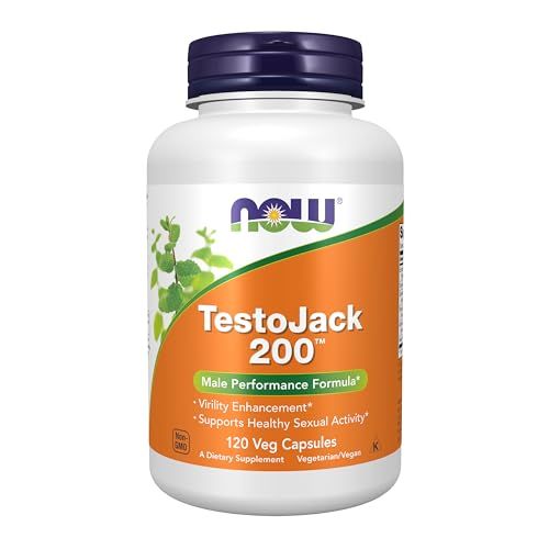 NOW Foods Supplements, TestoJack 200 with Tongkat Ali, Tribulus, Maca and Horny Goat Weed, 120 Veg Capsules