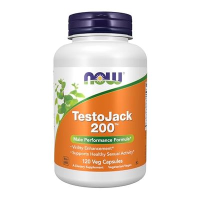 NOW Foods Supplements, TestoJack 200 with Tongkat Ali, Tribulus, Maca and Horny Goat Weed, 120 Veg Capsules